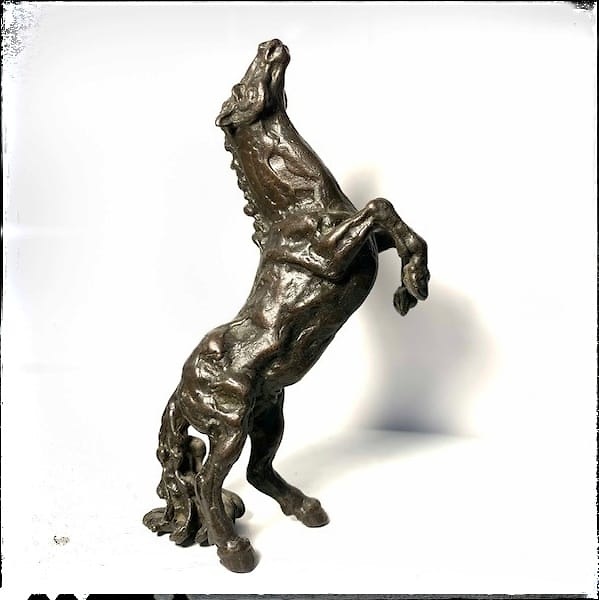 Bronze sculpture of a rearing horse by Hermanos Moreno for Temasarte.com CAB/017 