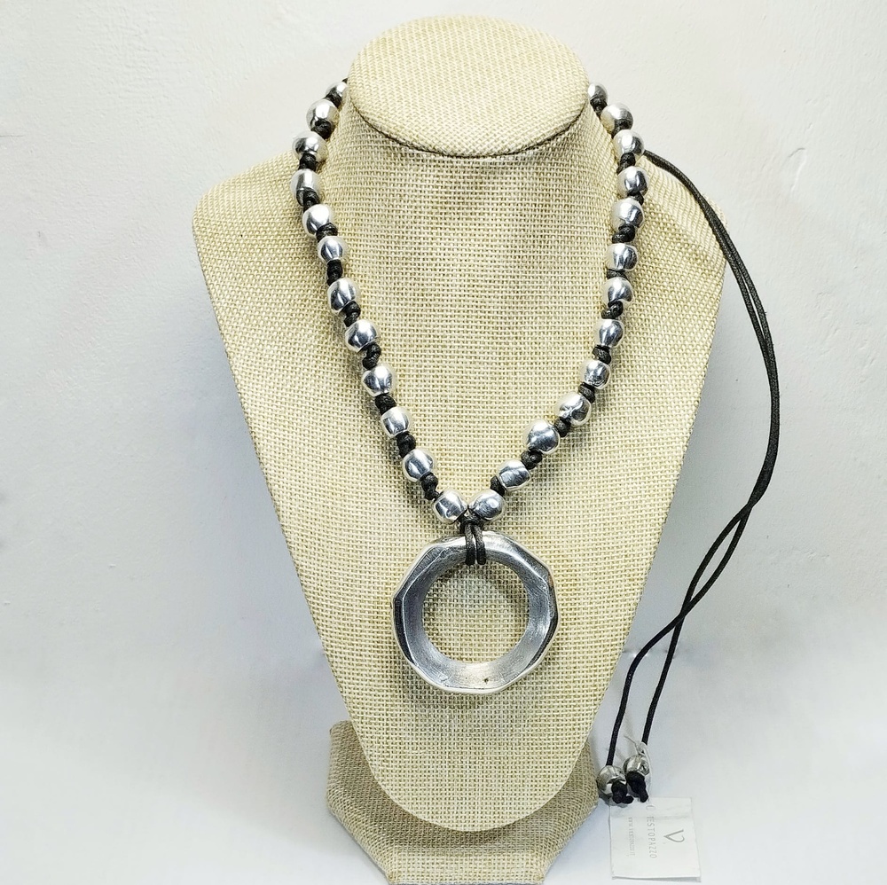 AL02220 Necklace balls and irregular circle Aluminum jewelry Temasarte Vestopazzo Canarias T-mas art and gifts 